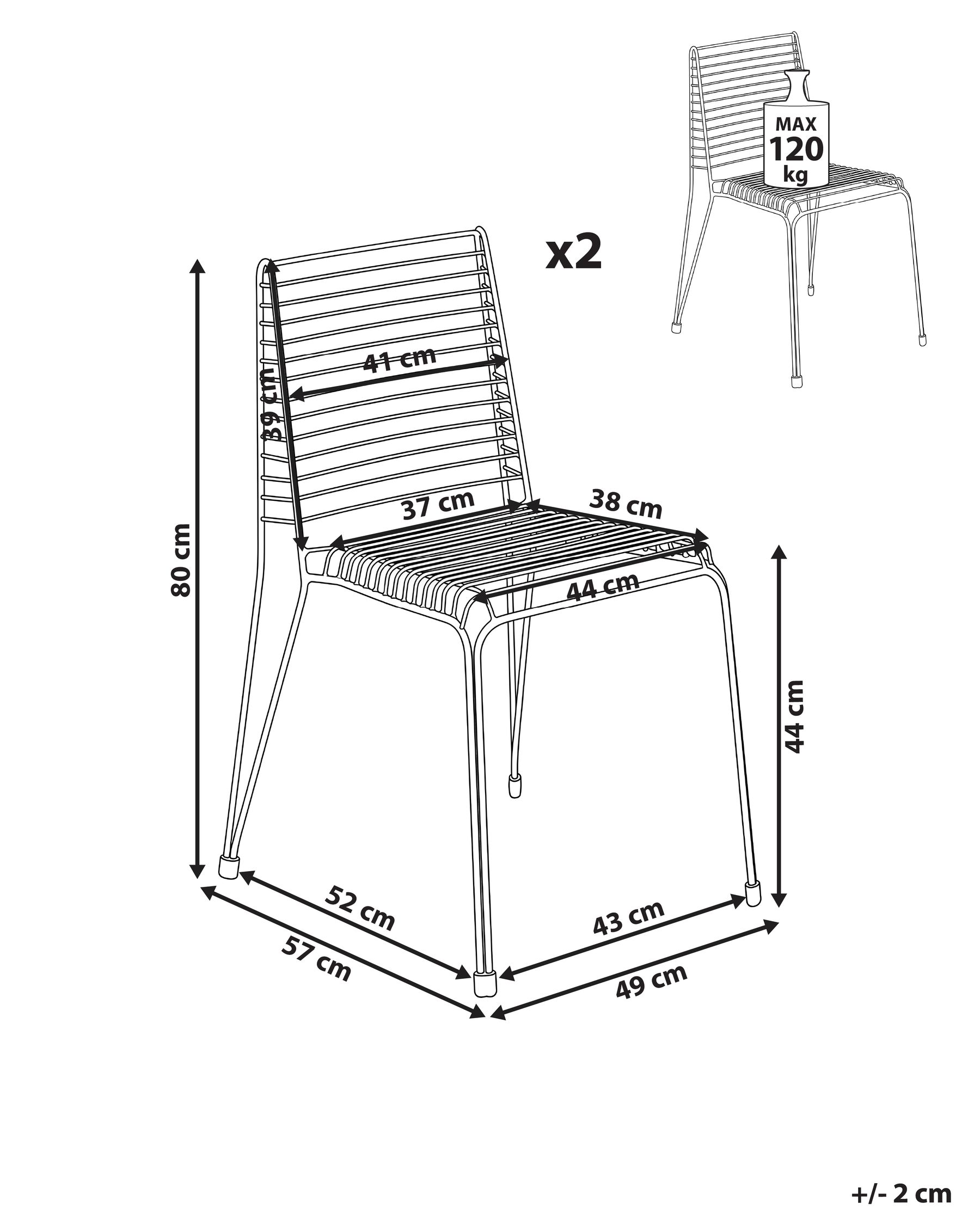 Set of 2 Garden Chairs CHIEVE Metal White_1049258