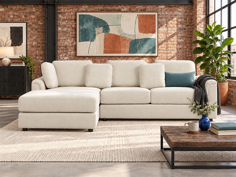 Corner Sofa KOHLO Fabric Light Beige Right Hand