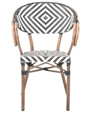 Set of 4 Garden Chairs CASPRI PE Rattan Black/ White_990533