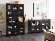 Vitrinskänk i glas LANGFORD 137 cm Svart_955475