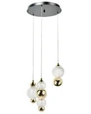3 Light Pendant Lamp SORA LED Glass Gold_1033958