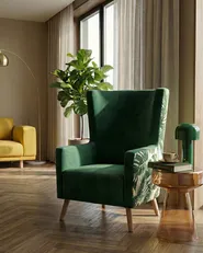 Wingback-tuoli ONEIDA Sametti Tummanvihreä_702169