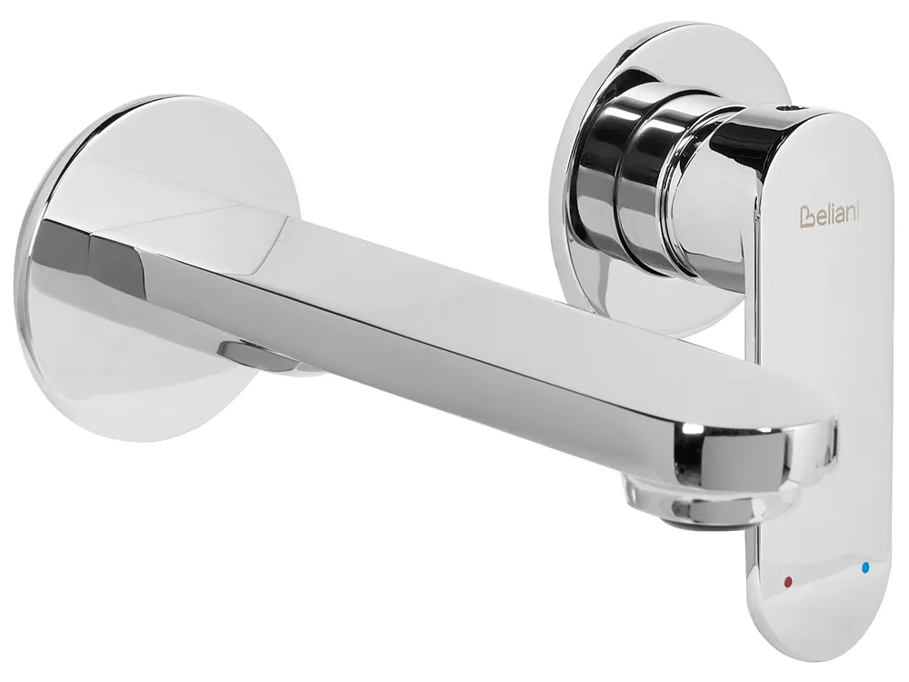 Wall Mounted Basin Mixer Tap GUATAVIA Brass Silver