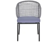 Bistro Set with Cushions PALMI Metal Grey_808231