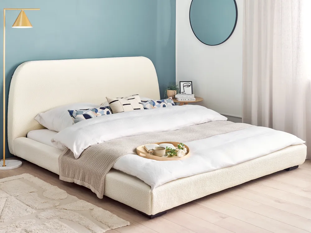 Bed Boucle ROISEL 180 x 200 cm (EU Super King) Light Beige