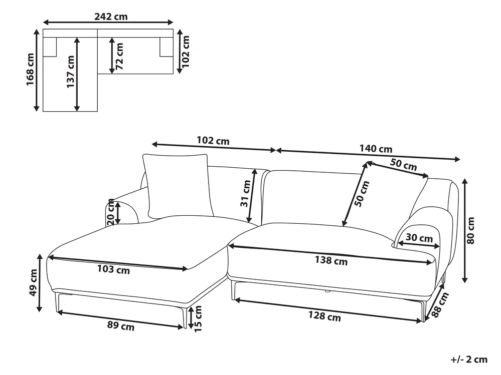 Corner Sofa STENUM Corduroy Light Brown Right Hand_972416