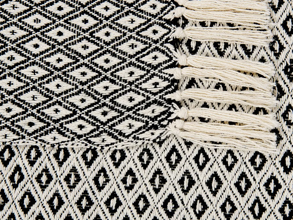 Pledd CHYAMA Bomull 125 x 150 cm Svart/beige_839764