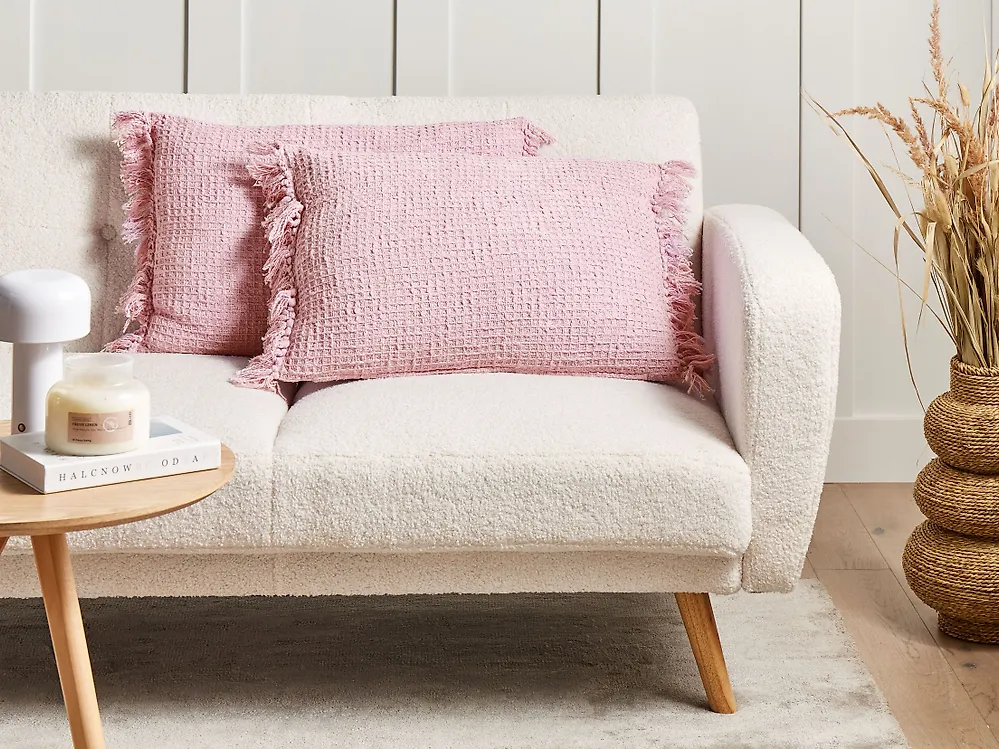 Set of 2 Decorative Cushions TANSY 40 x 60 cm Cotton Pink Solid_1183922