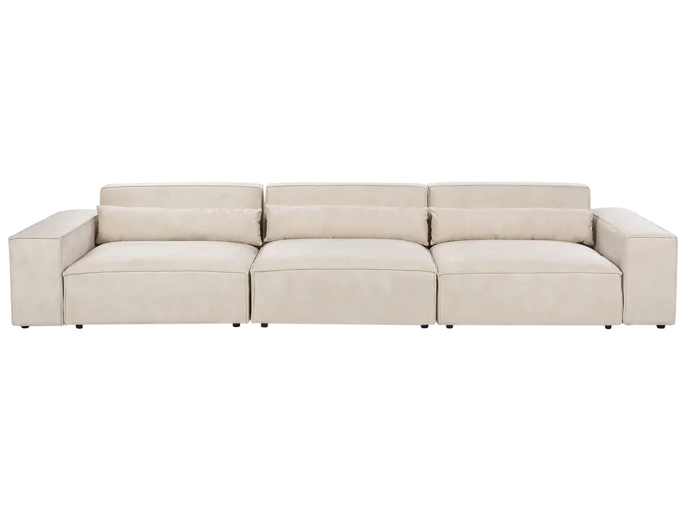 Modular Sofa 3 Seater HELLNAR with Ottoman Velvet Light Beige_911010