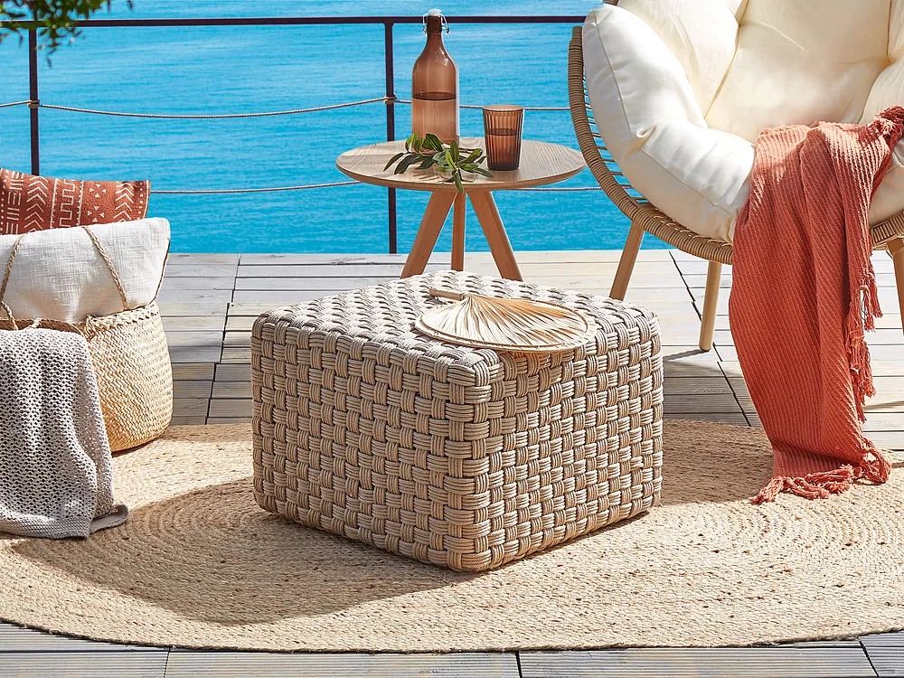 Pouffe NALLI Synthetic Material Taupe_1155643