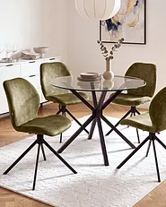 Set of 4 Dining Chairs Swivel MORRISON Velvet Green_1155990
