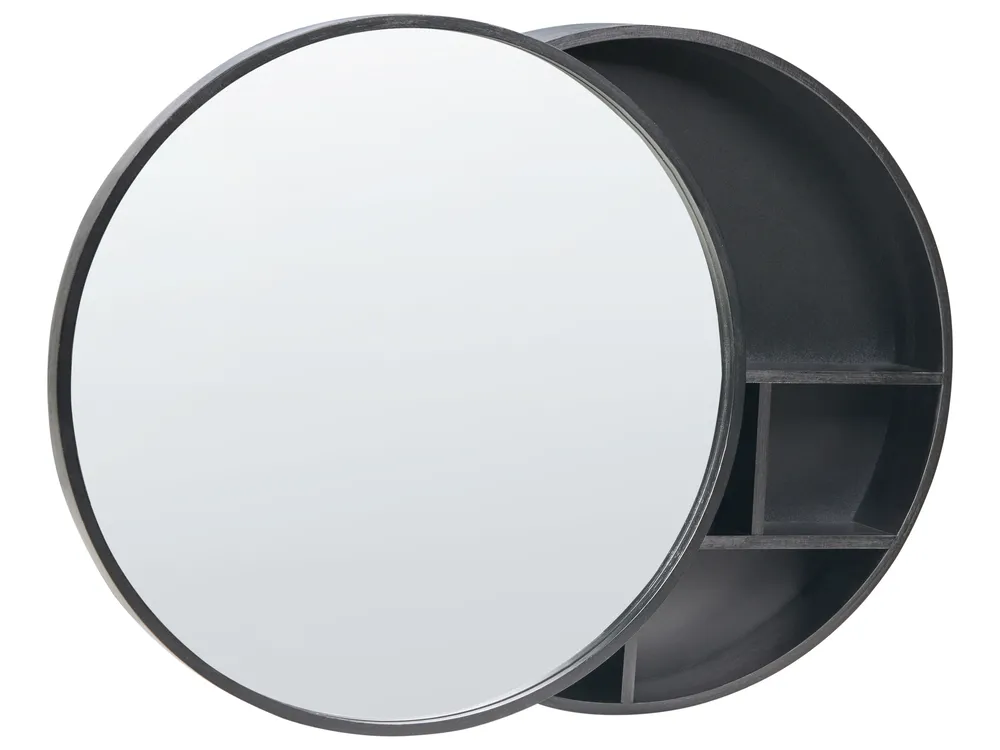 Bathroom Wall Mounted Mirror Cabinet UCAYALI 50 cm 50 cm Black