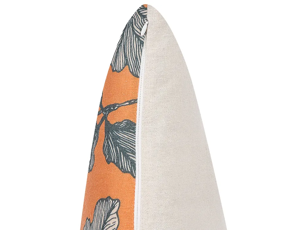 Set med 2 prydnadskuddar SPIREA 45 x 45 cm Orange Svart Växtmotiv_857730