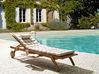 Sun Lounger with Cushion CESANA PREMIUM Reclining Acacia Wood Light Beige