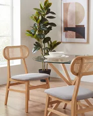 Set med 2 matstolar FALLON Trä Ljusbrun/ Ljusgrå_985703