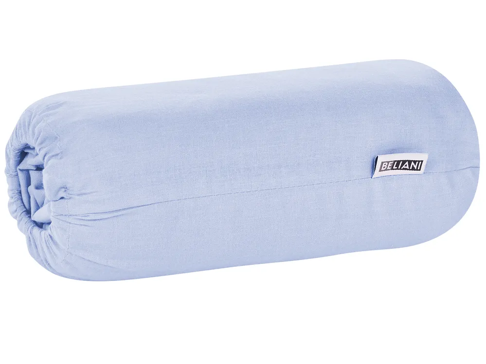 Fitted Sheet JANBU 160 x 200 cm Cotton Light Blue_845873