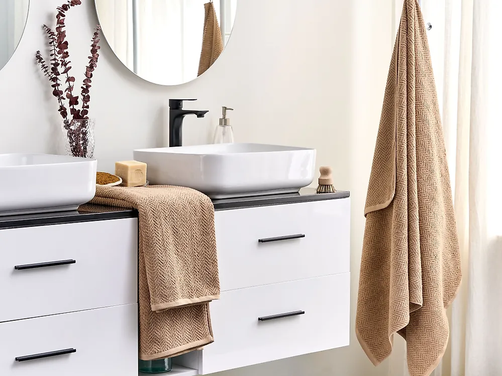 Set of 2 Towels MITIARO Terry Cotton Beige_1179324