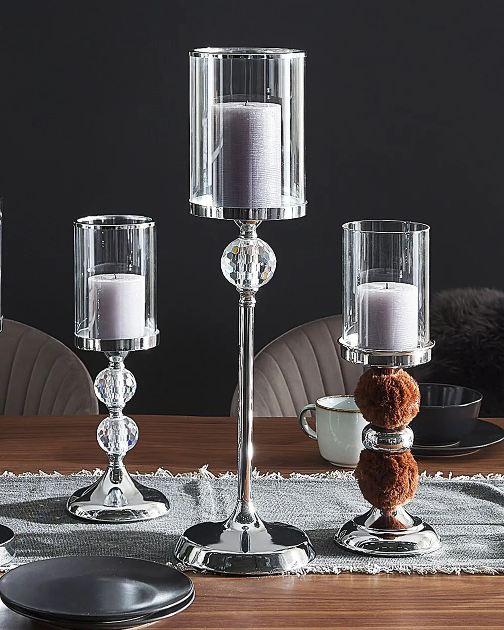 Ljusstake PADRE 38 cm Glas Brun_789706