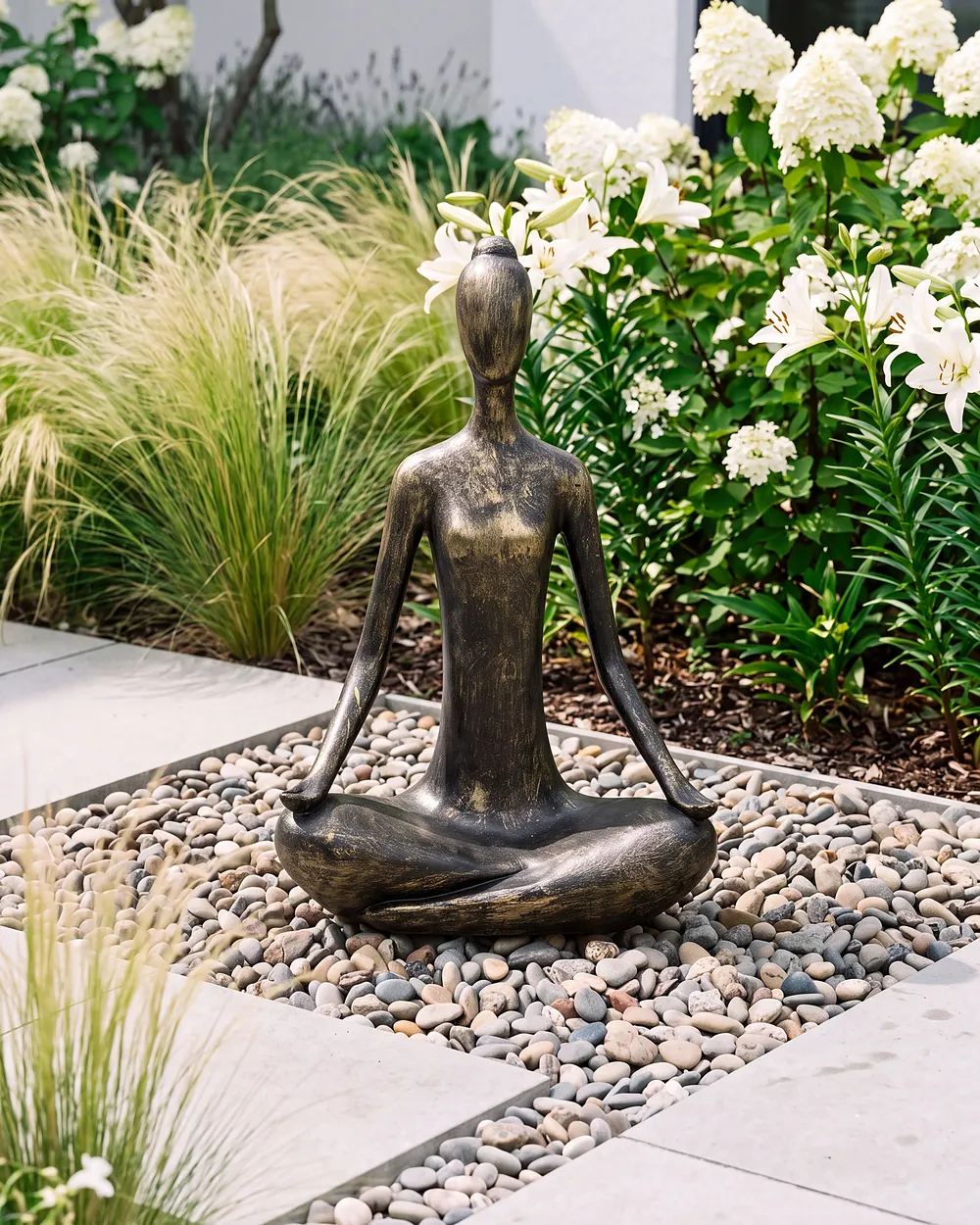 Garden Statue YOGHINA Woman Black/ Gold_1150411
