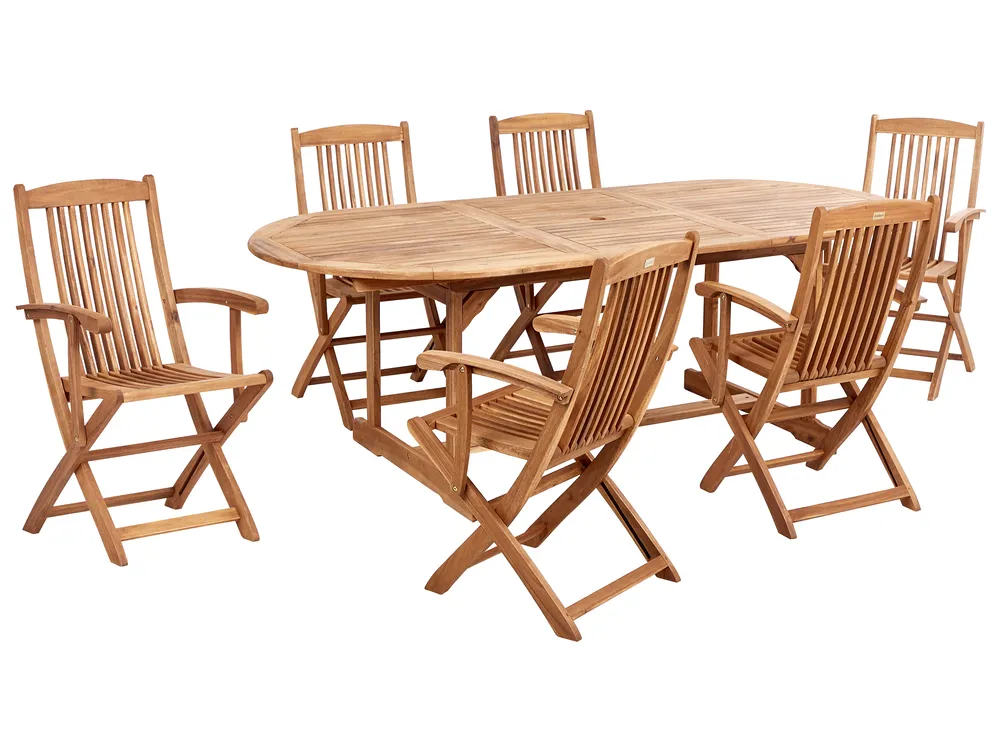 Garden Dining Set 6 Seater MAUI II Acacia Wood Light Brown