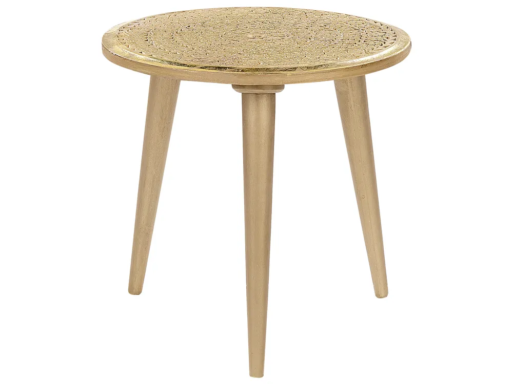 Set of 2 Side Tables NARRA Mango Wood Gold_852046