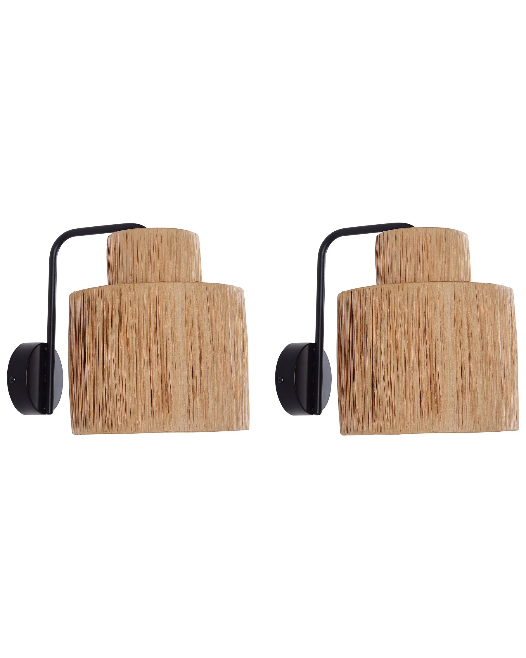 Sett med 2 vegglamper SHINFA Flettverk Naturlig_899933