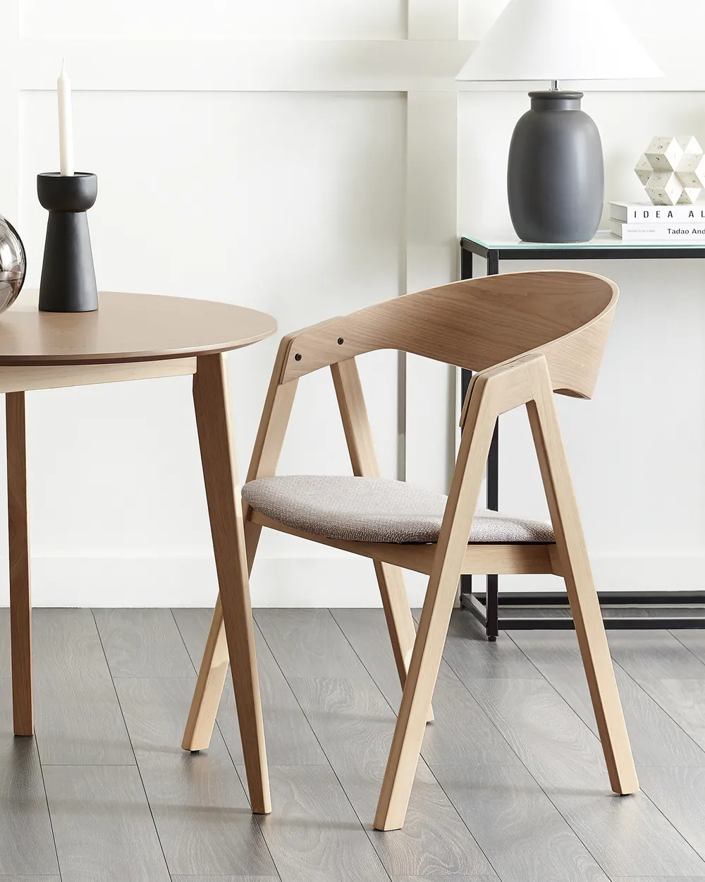 Set of 2 Dining Chairs YUBA Wood Light Grey