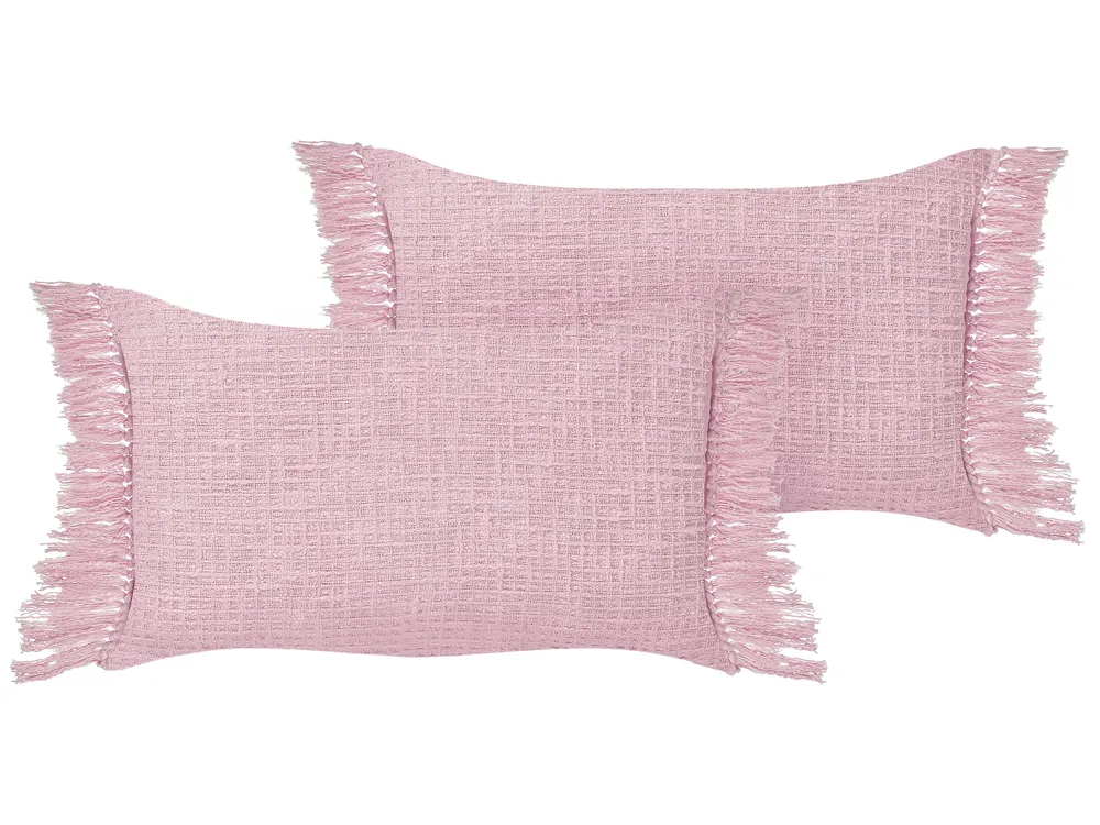 Set of 2 Decorative Cushions TANSY 40 x 60 cm Cotton Pink Solid