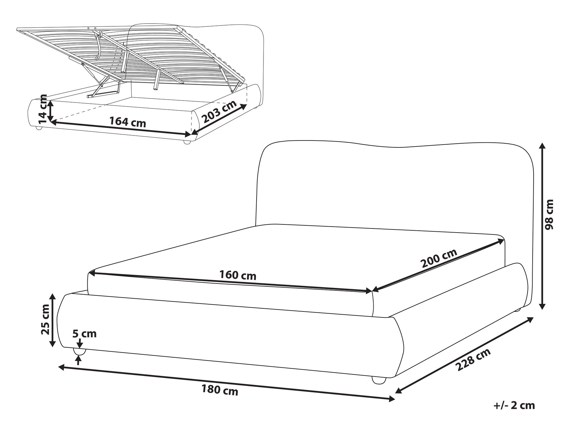 Ottoman Bed BLAGNAC Boucle Beige 160 x 200 cm (EU King Size)_960602