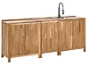 3 Piece Outdoor Kitchen Set with Sink VENOSA Brown/ Black Acacia Wood