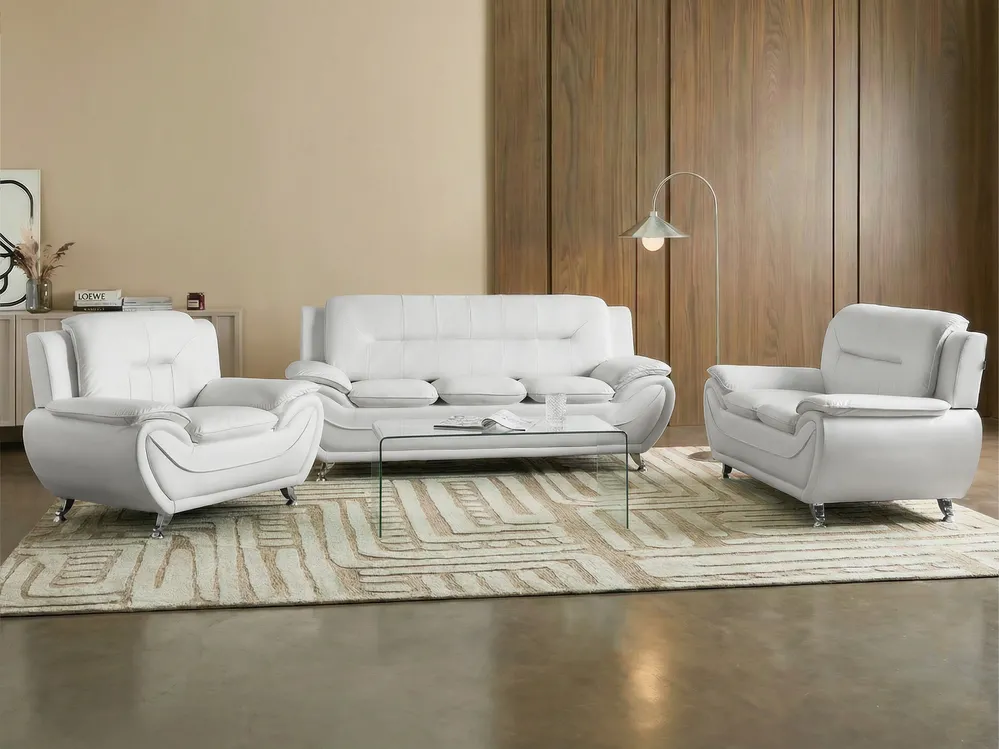 Soffa 2-sits LEIRA Konstläder Vit_1058872