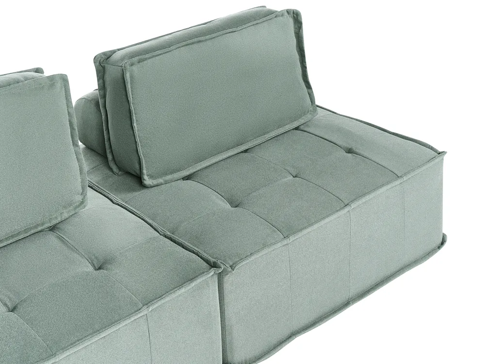 Modular Corner Sofa 5 Seater TIBRO Fabric Light Green Right Hand_1057822