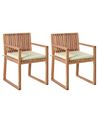 Set of 2 Garden Chairs with Cushions SASSARI PREMIUM Certified Acacia Wood Light Green