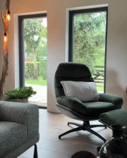 Swivel Armchair EIDE with Footstool Velvet Dark Green_1028630