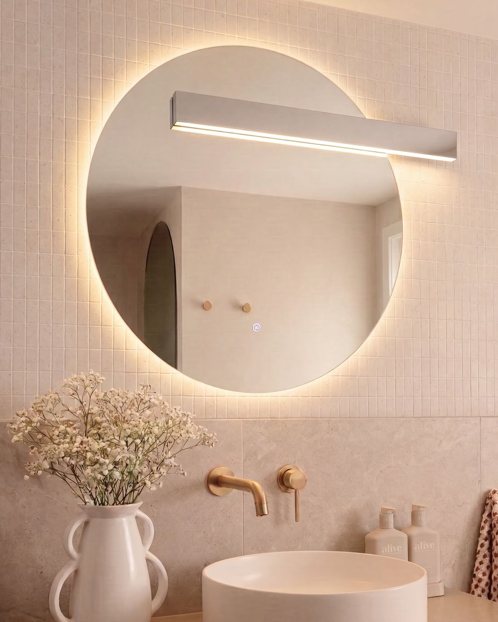 LED Bathroom Mirror ANOST 107 cm 90 cm Silver