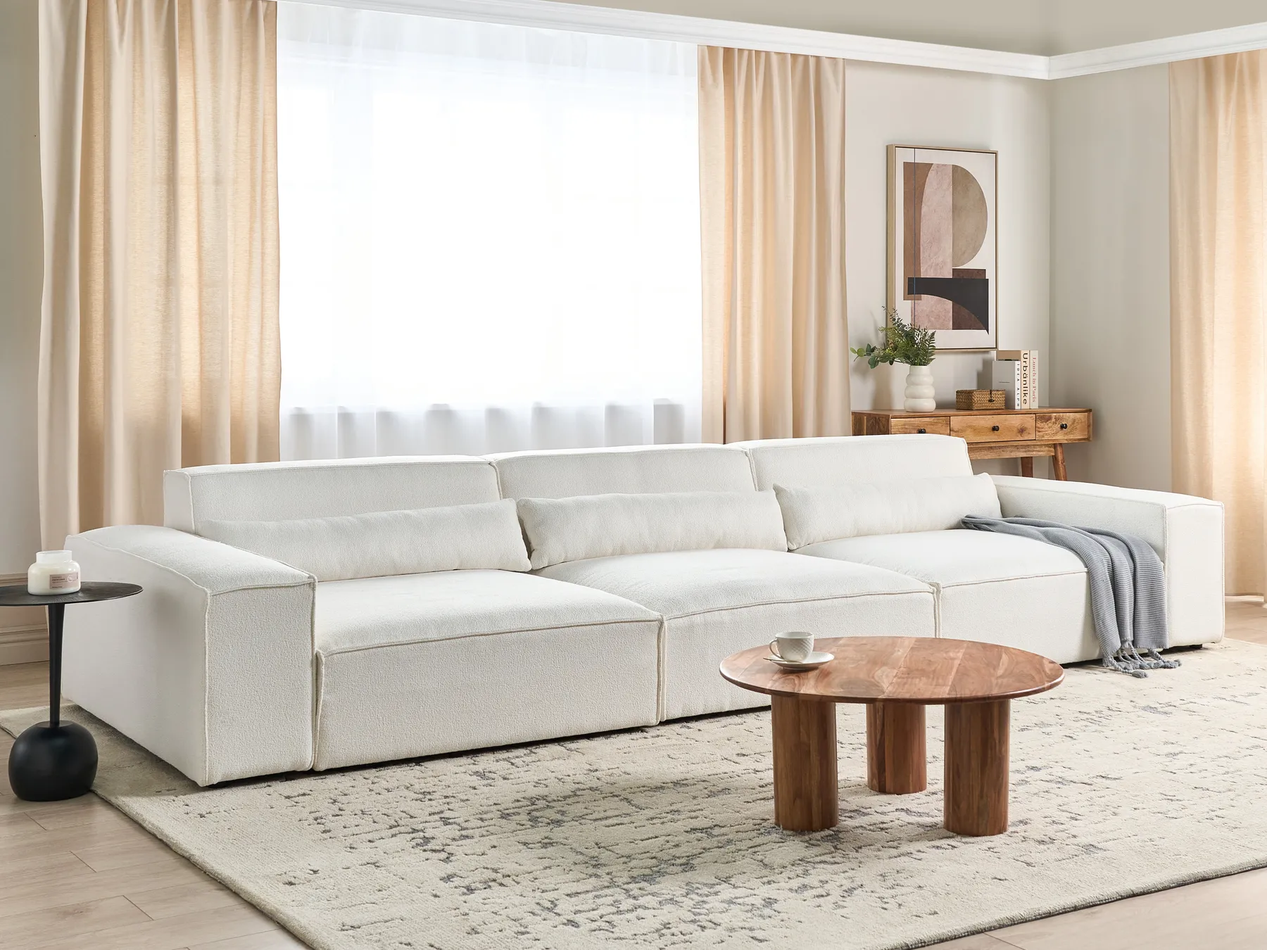 Modulsoffa 3-sits HELLNAR Bouclé Off-White_911254