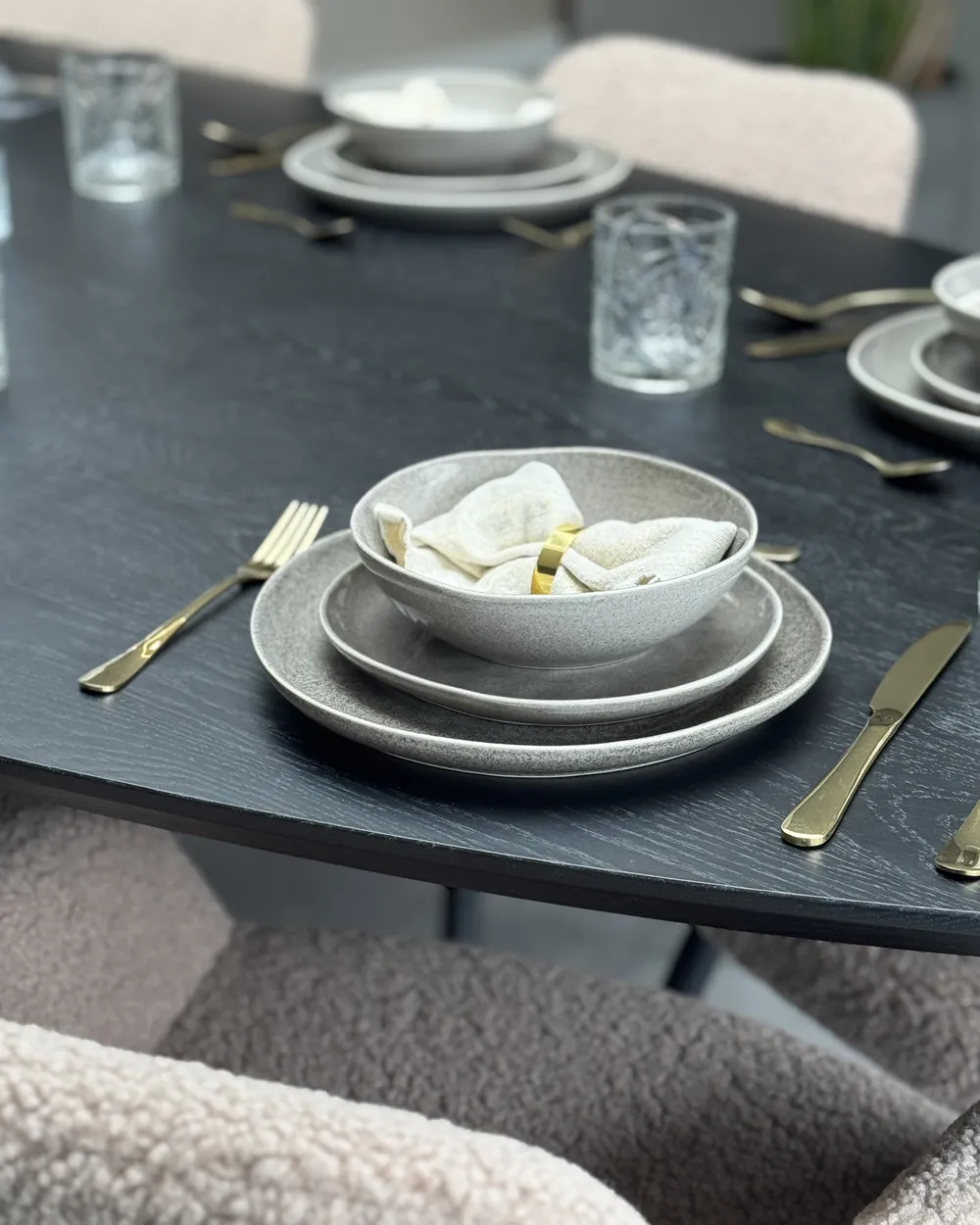 Set med 4 assietter COSTMARY Stengods Grå_973676