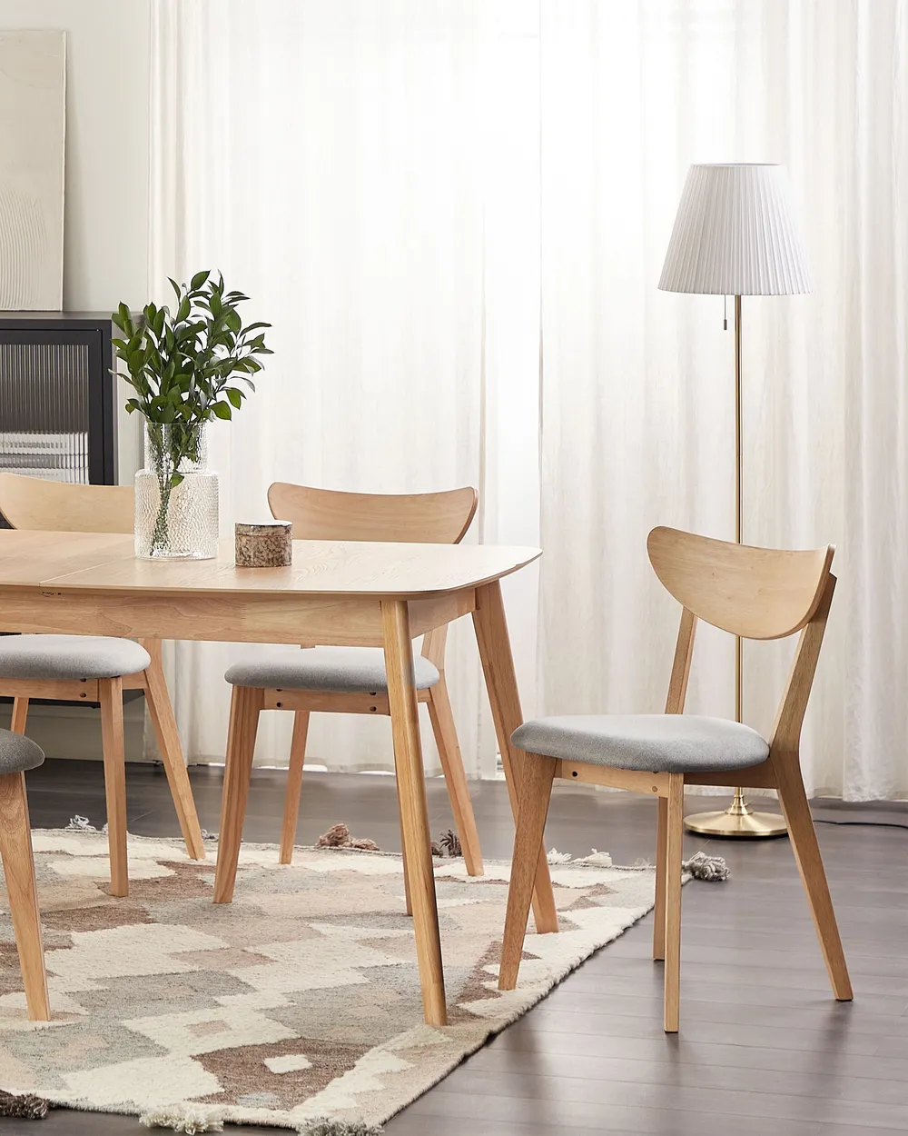 Set of 2 Dining Chairs ERIE Wood Light Brown/ Grey