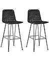 Set of 2 Bar Chairs CASSITA Rattan Black