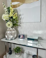 Konsolbord CALVERT Härdat glas Marmor/ Silver_933530