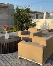 Set med 2 trädgårdsfåtöljer ROVIGO Beige_1158713
