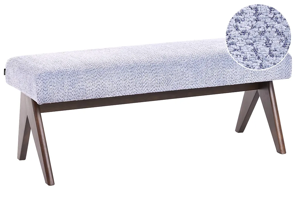 Upholstered Bench TAMRE Chenille Light Blue/ Dark Brown