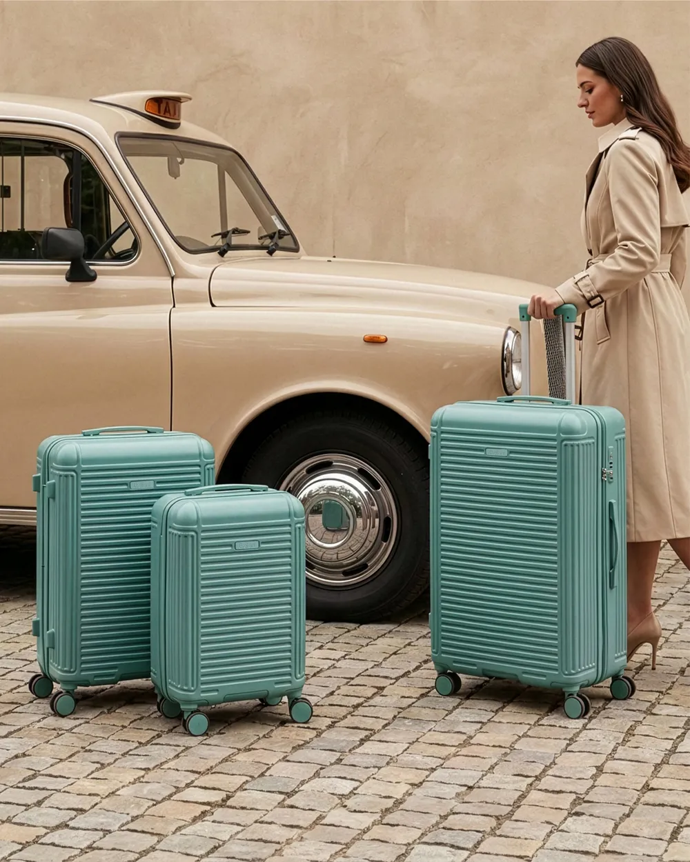 Set of 3 Hard Shell Suitcases MYNTIS Mint Green_1055623