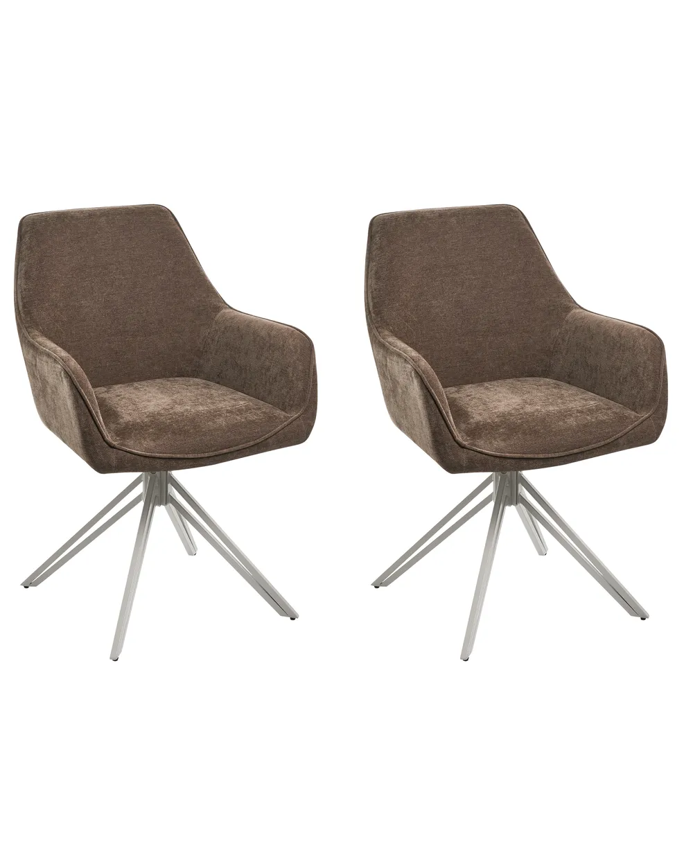 Set of 2 Dining Chairs JODAR Fabric Brown