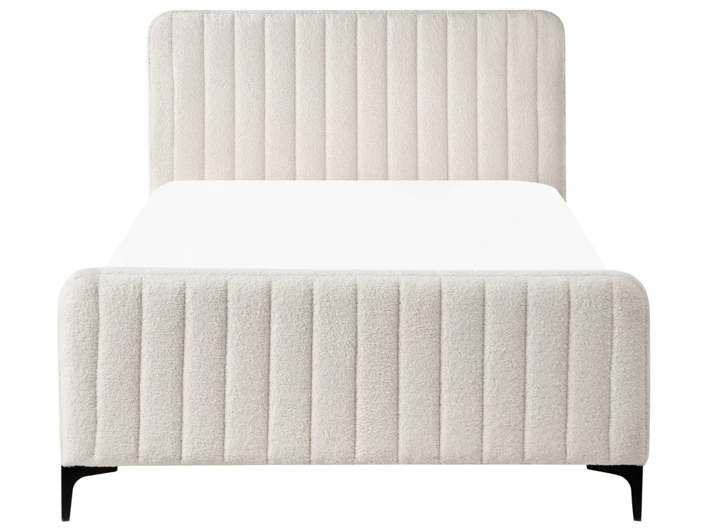 Säng med lamellram Bouclé LUNAN 120 x 200 cm Off-White_1025657