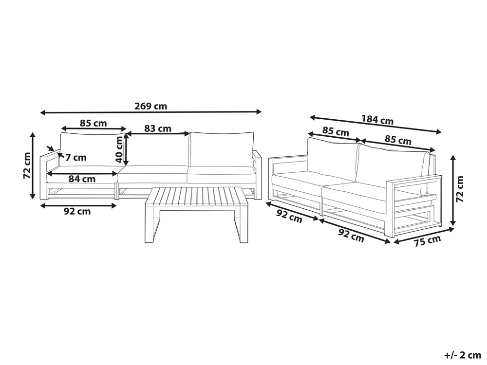 Garden Lounge Set with Table 5 Seater TIMOR Modular Certified Acacia Wood Light Brown_905729