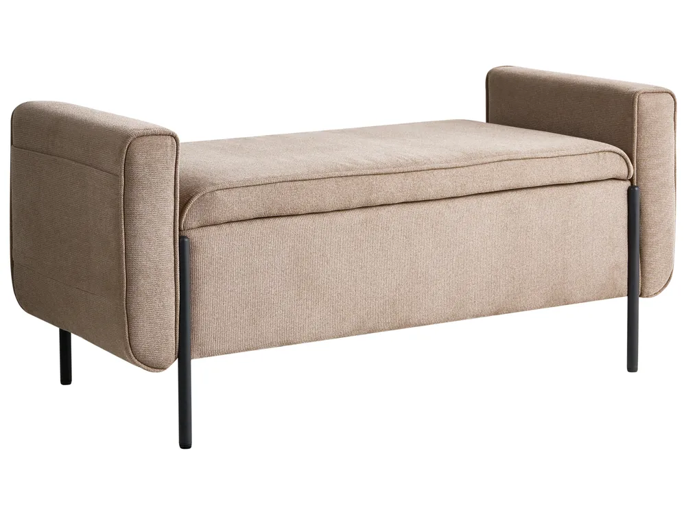 Upholstered Storage Bench LEWES Fabric Beige