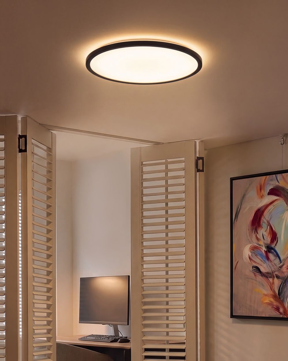 LED-taklampa VELORA med fjärrkontroll med dimmer Svart