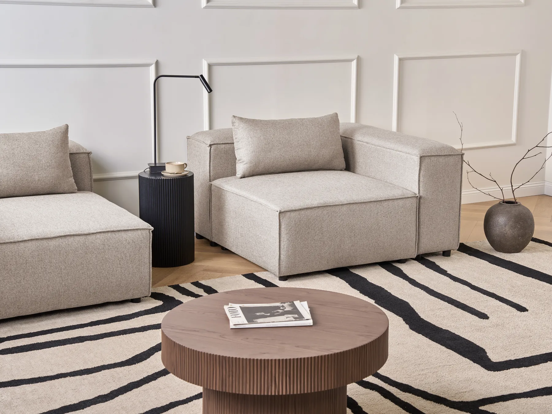 Corner Seat BRANDE Fabric Light Brown Symmetrical_1023888