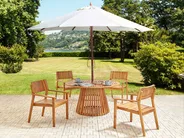 Garden Dining Set 4 Seater AGELLO with Parasol (12 Options) Acacia Wood Brown_1008844